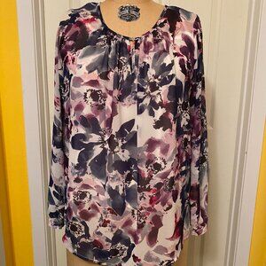 purple floral blouse, Large